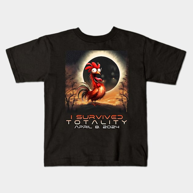 Funny Chicken I Survived the Solar Eclipse 2024 Kids T-Shirt by Dibble Dabble Designs